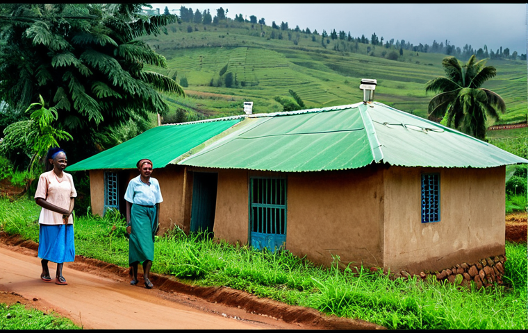 르완다의 수자원 관리 - Rainwater Harvesting in a Rural Setting**

"A rural Rwandan village scene showcasing houses with rai...
