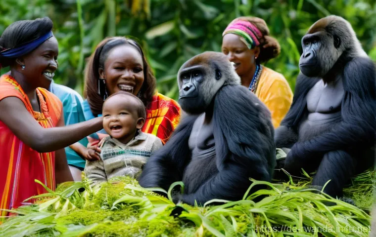 르완다의 종교 축제 - **Prompt:** A vibrant and celebratory scene at the Kwita Izina Gorilla Naming Ceremony in Rwanda. Rw...