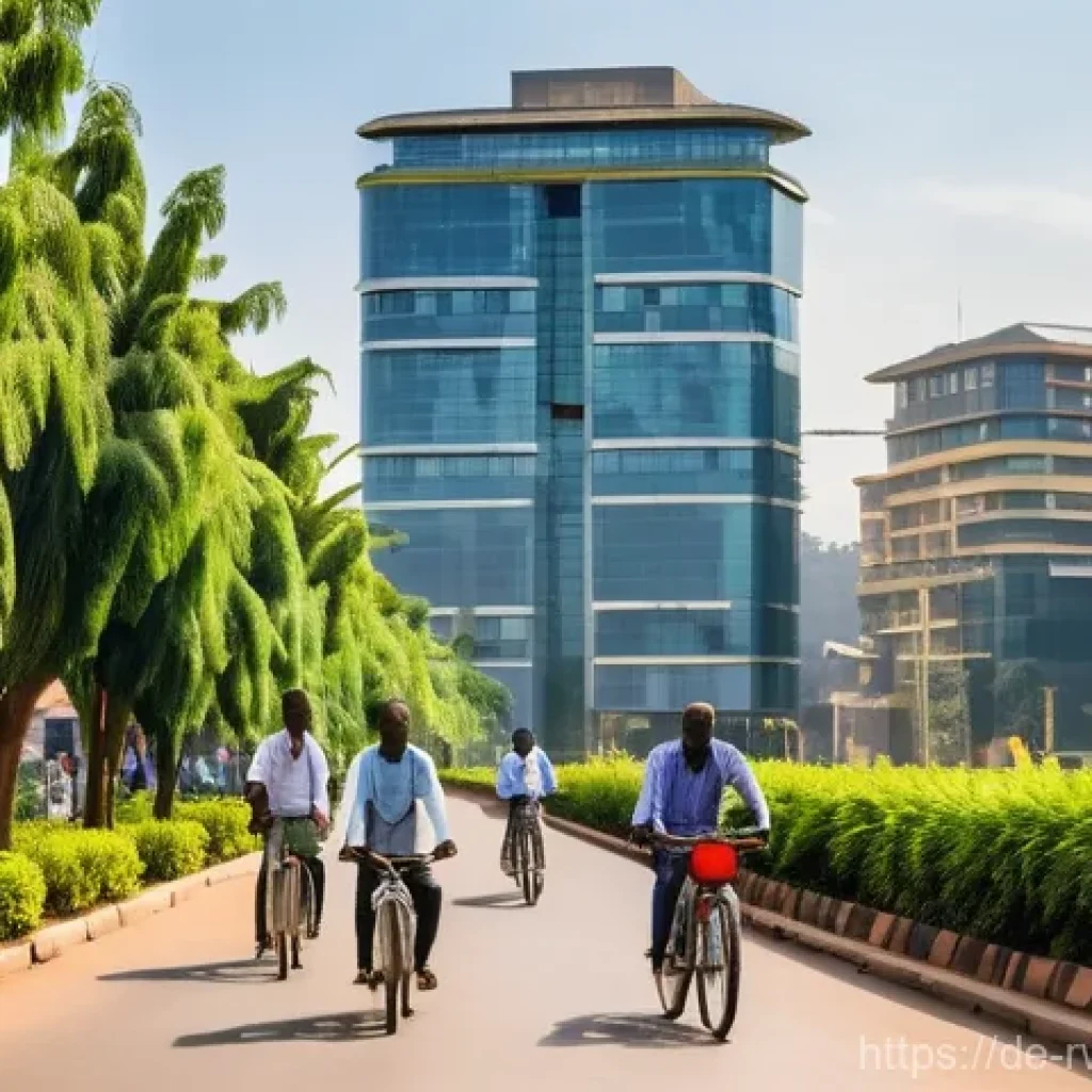 르완다와 콩고민주공화국 비교 - **Prompt:** A vibrant, futuristic street scene in Kigali, Rwanda, at golden hour. The city skyline f...