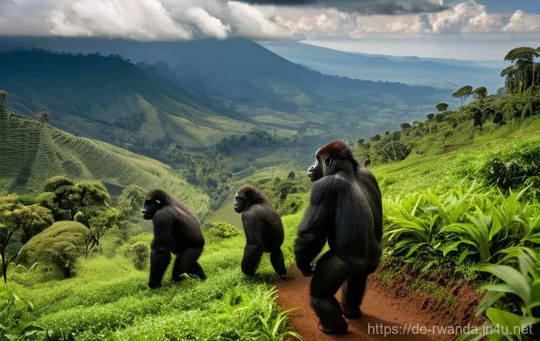 르완다 비즈니스 기회 - **Prompt:** A vibrant and dynamic scene inside a modern Rwandan tech hub. Young, diverse Rwandan men...