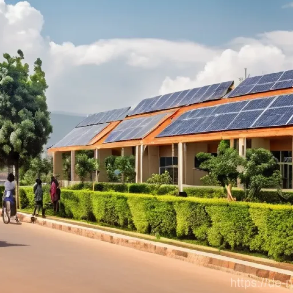 르완다의 주요 공공 정책 - **Prompt: Green Urban Future in Kigali**
"A clean, dynamic wide-angle street scene in Kigali, Rw...