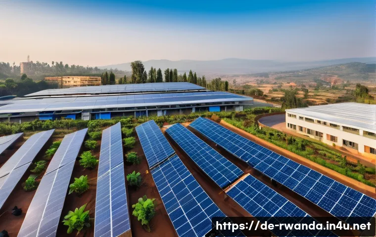 르완다의 주요 산업 도시 - A vibrant industrial park in Kigali, Rwanda, showcasing a mix of modern manufacturing factories and ...
