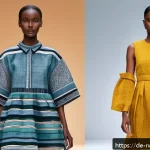 르완다 전통 직물 디자이너 인터뷰 - A vibrant modern fashion runway scene in Germany showcasing models wearing contemporary clothing ins...