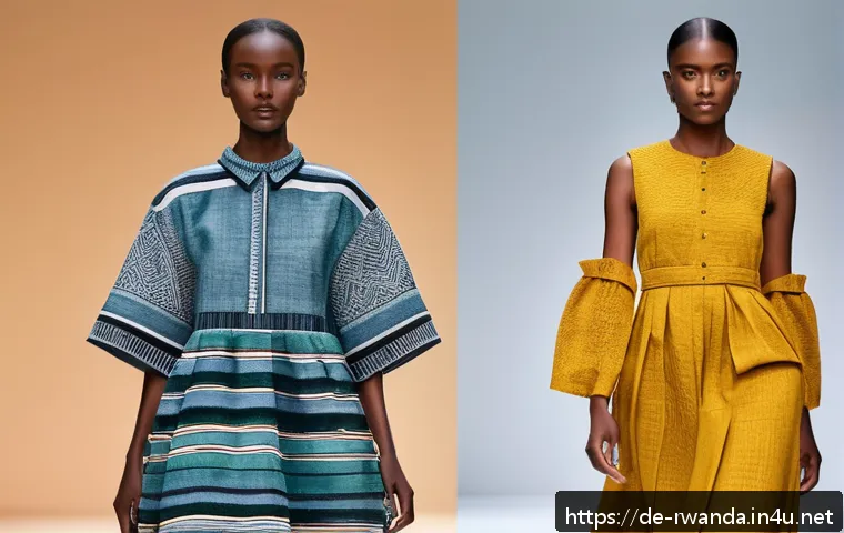 르완다 전통 직물 디자이너 인터뷰 - A vibrant modern fashion runway scene in Germany showcasing models wearing contemporary clothing ins...