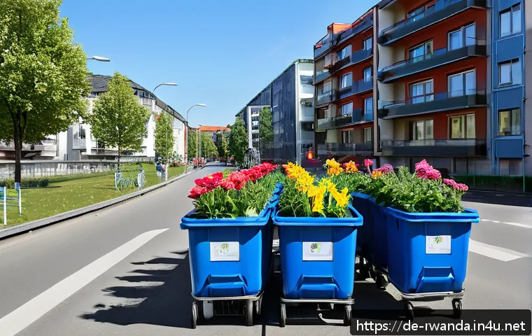 우무간다  Rwandan Community Work - A vibrant neighborhood cleanup event in a typical German urban setting, featuring diverse community ...